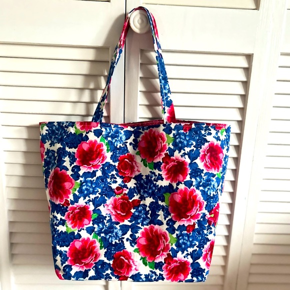 Handmade Colorful Floral Fabric Cotton Tote Bag All Purpose Carry Shoulder Purse - Picture 3 of 12